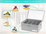 16 Pairs Shoe Organizer for Closet, Clear Foldable Shoe Storage Bins with Bottom Support and V1237-ZY00B0BGJ35CLW