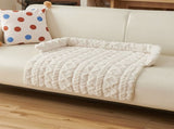 Beige Pet Sofa Protector & Calming Bolster Bed with Cable Knit - 75x75CM Thickened Non Slip V888-ELOSUNG45688