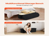 Oval Storage Ottoman Bench, Foldable Teddy Fleece End of Bed Bench, Folding Upholstered Bed Ottoman V952-BYWSZYKZDK406PEG4001V0