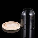 Transparent Flower Glass Cover with Wooden Base for DIY Flower Display and Home Decoration V1366-AZ2-W-12386