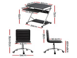 Artiss Computer Desk Office Chair Set Desks with Keyboard Shelf Try Black MET-DESK-105-REPL-BK