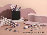 Champagne Gold Makeup Brush Set Professional, Cruelty-Free for Foundation, Blush & V1107-CHAMPAGNE GOLD MAKEUP BRUSH SET