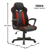 Sarantino Fayzo Reclining Office Gaming Chair Black Red Seat Adjustable Height Breathable Mesh CH-MLM-675-BKRD