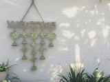Hanging 'Welcome' Sign w Birds Bells 85cm V637-24858WEL