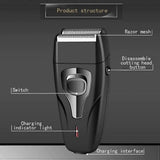 Heavy-Duty Rechargeable Shaver for Men, Face Care Grooming Razor, Black V1263-JX-4033