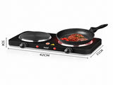 Double Burner Electric Ceramic Cooktop 2000W Countertop Hot Plate with 5-Level Temperature Control, V1341-ZY-6RD9N6JA-BLACK