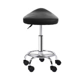 Artiss 2x Salon Stool Saddle Swivel Chair Black SALON-B-ERG-BKX2