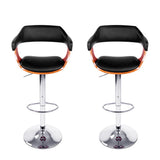 Artiss 2x Bar Stools Gas Lift Leather w/Armrest Black BA-TW-8006A-BKX2