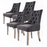 4X French Provincial Dining Chair Oak Leg AMOUR BLACK V274-FT-FC8443-BK4