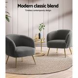 Artiss Armchair Lounge Chair Accent Chairs Arm Armchairs Sherpa Boucle Charcoal UPHO-C-ARM-6020-CH