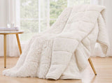 Giselle Faux Fur Weighted Blanket 2 Sided Long Pile Sherpa Reverse Cream 11KG 152 x 203cm WBLANKET-LF-203-11KG-CW