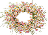 24 Inch Spring Wreaths for Front Door - Artificial Flower Wreath with Baby Pink & Cream Daisy, V1258-DP02-C-2656