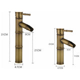 High Bamboo Faucet, Waterfall Basin Mixer Tap, Single Hole Hot and Cold Water Available, Bronze V1237-ZY-715-066