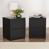 Artiss 2x Bedside Table 2 Drawers - PEPE Black FURNI-E-PURE-BKX2