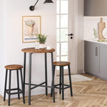 Set of 2 Bar Stools with Sturdy Steel Frame Rustic Brown and Black 65 cm Height V178-11109