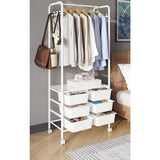 Metal Open Wardrobe Modern Storage Cabinet Tall Clothes Drawers Hanger Coat Rack V63-838301