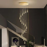 BAMDECOR LT08 18-Heads Solid Crystal Teardrop Chandelier High Ceiling Foyers Entrance Chandeliers V255-BAM-LT08-18-GOLD