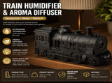 Black Retro Train Aromatherapy Humidifier - 300ml Ultrasonic Cool Mist Diffuser with Jellyfish Smoke V888-ELOSUNG53550
