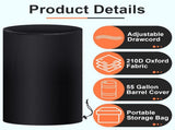 55 Gallon Drum Cover, 210D Oxford Cloth Water Storage Barrel 25 x 37 Inch Outdoor Waterproof Rain V1259-DP01-A-1122