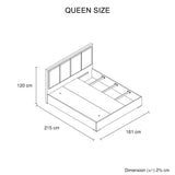Queen 4 Pcs Bedroom Suite with Tallboy Fabric Upholstery MDF Combination of Black & Cement Colour V43-BDS-COP-4PC-TBY