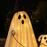 Halloweenations Outdoor, 25.6" Light Up Halloween Ghost with Dog, Cute Spooky Halloween Ghost V1369-AZ3-W-21688