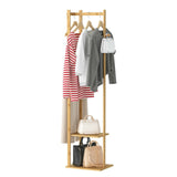 Bamboo Coat Stand Clothes Rack with Garment Shelf, Hanging Rail and Hooks V767-JJ-ZY212-G2