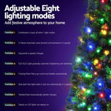 Jingle Jollys 1.8M Pre-lit Christmas Tree 8 Mode Multi Colour 200 LED Light Xmas XM-TR-SLIM-6FT-MC
