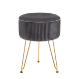 Artiss Ottoman Foot Stool Vanity Velvet Round Grey FS-B-02-VEL-GY