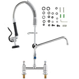 Commercial Faucet with Pre-Rinse Sprayer, 26" Height, 8" Center, 12" Swing Spout, Deck Mount Kitchen V952-JBSYCXSLTJBSN8H9GV0