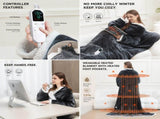 Wearable Electric Heated Blanket with Foot Pocket 127x177cm and Suede Fleece Slippers Set AU 5-6, V888-ELOSUNG54190