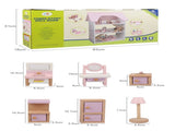 Wooden DIY Dolls Doll House 3 Level Kids Pretend Play Toys Full Furniture Set Pink V610-TOY-DOL19004