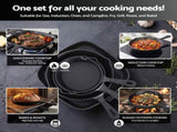 5-Star Chef Cast Iron Fry Pan Skillet Cookware Set Induction Black 14/16/20/24cm XFEL-FP-4PCS