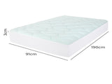 Dreamz Mattress Topper Pillowtop Cover Protector Single MP1015-S-AU