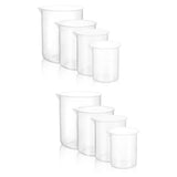 Transparent Plastic Measuring Jugs Set for Liquids 8Pcs V-Shaped Spout V1369-AZ3-W-20862