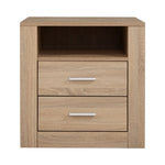 Artiss Bedside Table 2 Drawers with Shelf - TARA Oak FURNI-C-SIDE-SHELF-WD