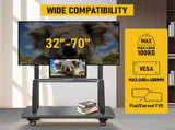 TV Stand for 3270 Inch TVs with Projector Shelf, Lockable Wheels, Adjustable Height, Cable V1181-HI028