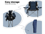 Weisshorn Camping Folding Chair Portable Outdoor Hiking Fishing Picnic Navy 2pcs CAMP-B-C-61-NA-FC2