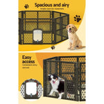 i.Pet Dog Playpen Enclosure 6 Panel Pet Fence Plastic Play Pen PET-DOGPLAYPEN-PL-6-BR