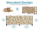 233cm Extra Long Heavy Duty Firewood Log Rack Metal Storage Holder Garden Indoor V767-JJ-XZ112-V1