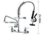 Commercial Faucet with Pre-Rinse Sprayer, 21" Height, 8" Center, 12" Swing Spout, Wall Mount Kitchen V952-BGSYCXSLTBGS9X3ACV0