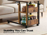 Artiss 3 Tier Adjustable Laptop Desk Tiltable Mobile Side Table Wheels LA-DESK-C-60-2T-WA
