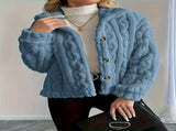 Double-Sided Fleece Coat Turn-Down Collar Button Coat Women'S Winter Outerwear - White - Size L V1102-M-APP-7968X3-WHIT-LAULEU50
