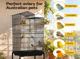 i.Pet 158cm Bird Cage Aviary Parrot Budgie Stand Wheels Black PET-BIRDCAGE-H158-BK
