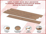 Vinyl Floor Tiles Self Adhesive Flooring Smoked Eucalyptus Wood Grain 16 Pack 2.3SQM V63-840001