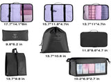 Black 8-piece luggage organizer,Packing Cubes for Trave,Travel Cubes Set Foldable Suitcase Organizer V1369-AZ3-W-22987