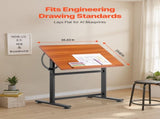 Drafting Table Adjustable 0&deg90&deg Tilt Wooden Drawing Desk with H-Frame V952-SJZMZBDDZBDC3SG4Z001V0