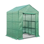 Greenfingers Greenhouse 1.4x1.55x2M Walk in Green House Tunnel Plant Garden Shed 8 Shelves GH-WALK-14X15-GR