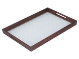 Serving Tray Walnut Wood Vintage Glass Cake Bread Breakfast Snack Plate Elegant Rectangle Tray V1294-YM0703-3118230019011