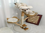Real Wood Cat Tree Tower in Natural Wood for Indoor Cats Up to 10KG, 60x111cm V178-59364