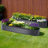 2x Green Fingers Raised Garden Bed 320X80X42cm Oval Planter Box Container Galvanised GARDEN-OVAL-3208042X2